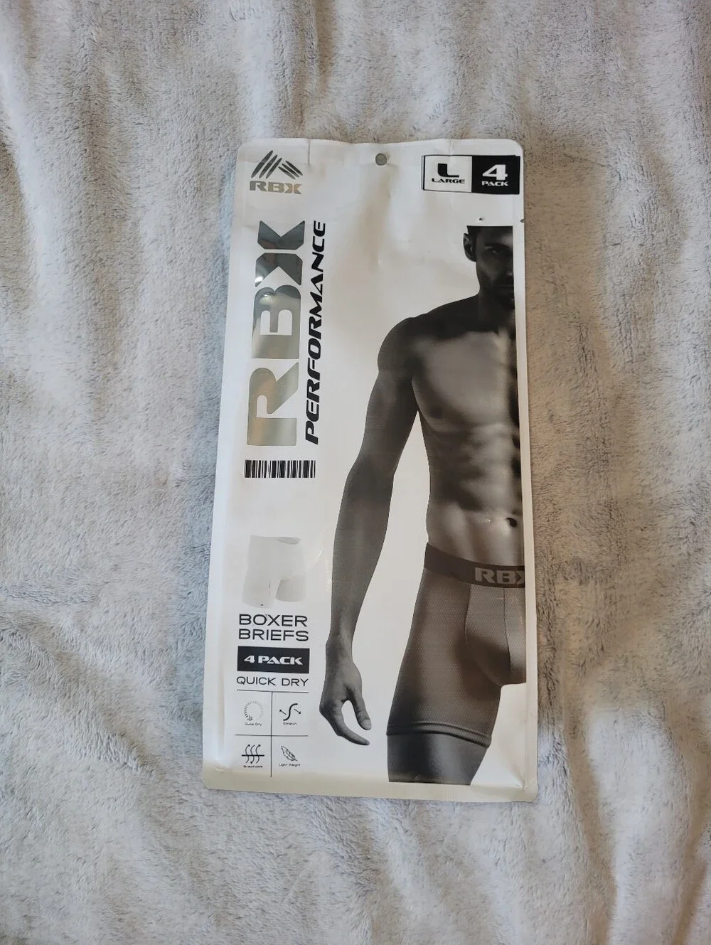 4-Pack RBX Mens Large 36-38 Performance Boxer Briefs Black Microfiber Quick Dry